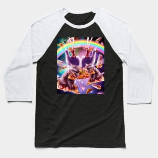 Laser Pizza Cat On Llama, Lazer Kitty Cats In Rainbow Space Baseball T-Shirt